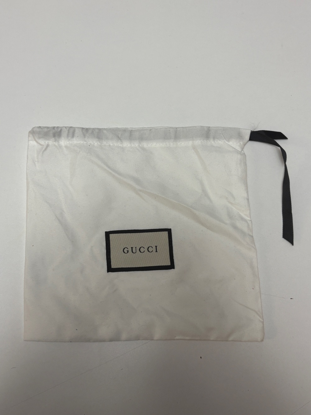 Gucci White Drawstring Storage Pouch with Black Trim